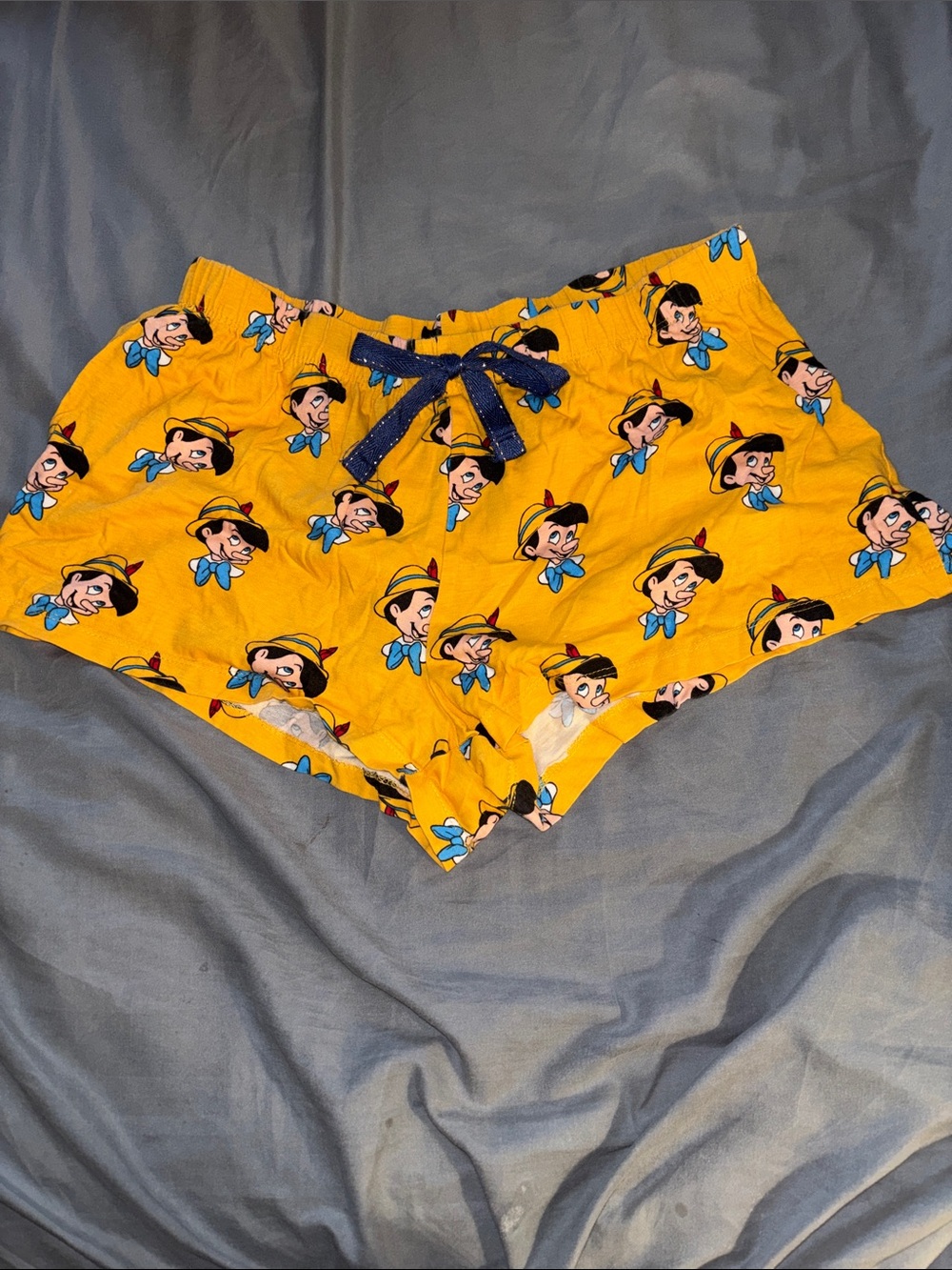 Yellow Pinocchio Print Women's Lounge Shorts size Small